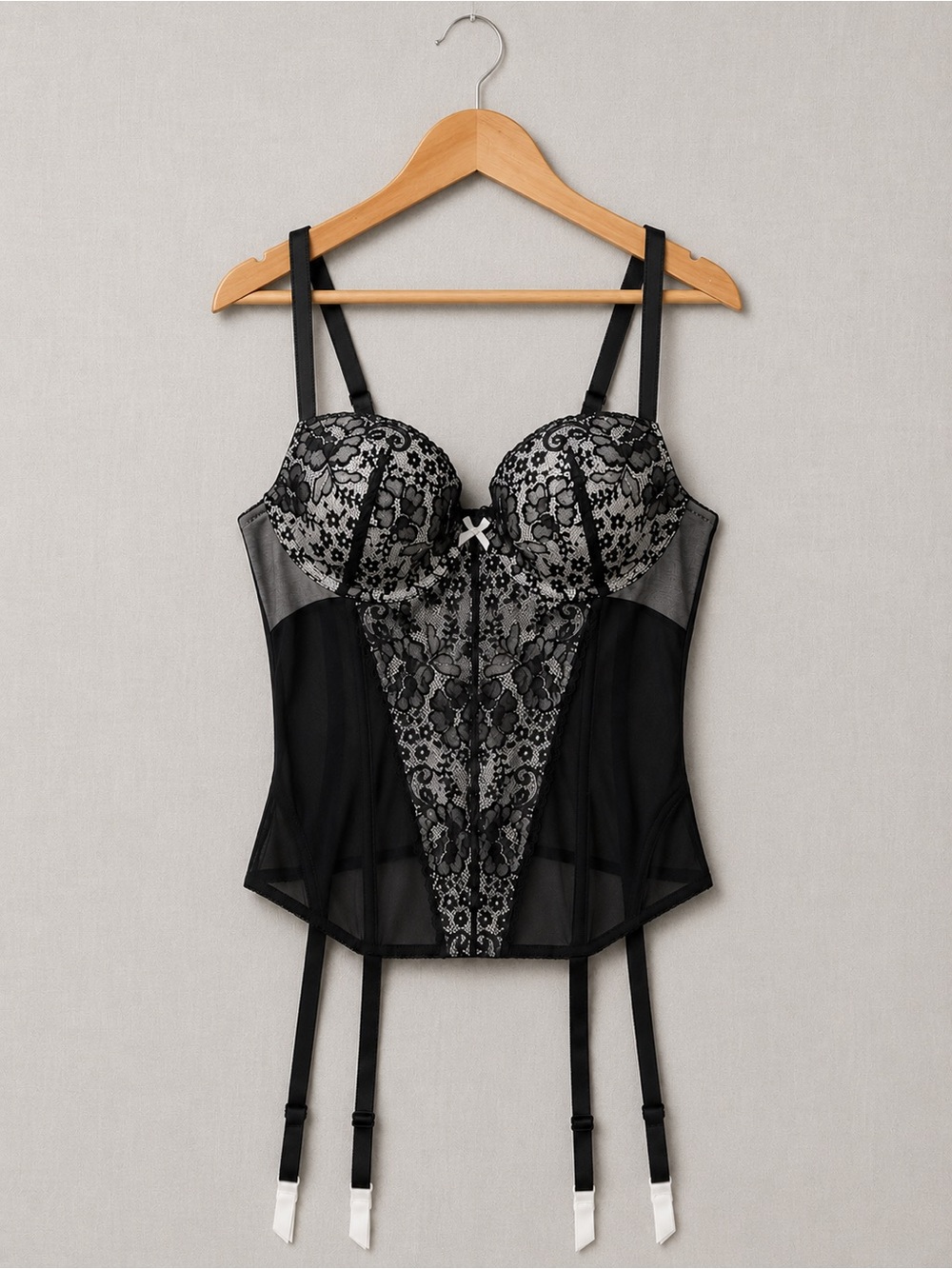 Victoria's Secret (Very Sexy) Black Lace Bustier with Garter Straps